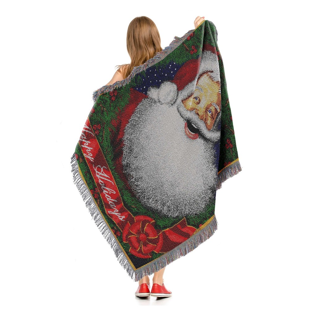 Howdy Santa Woven Tapestry Throw Blanket
