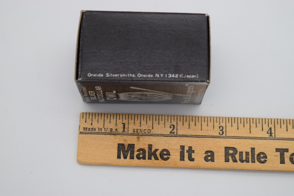 Wm A Rogers Oneida Silverplated Owl Saltcellar Lined , w/Spoon NIB