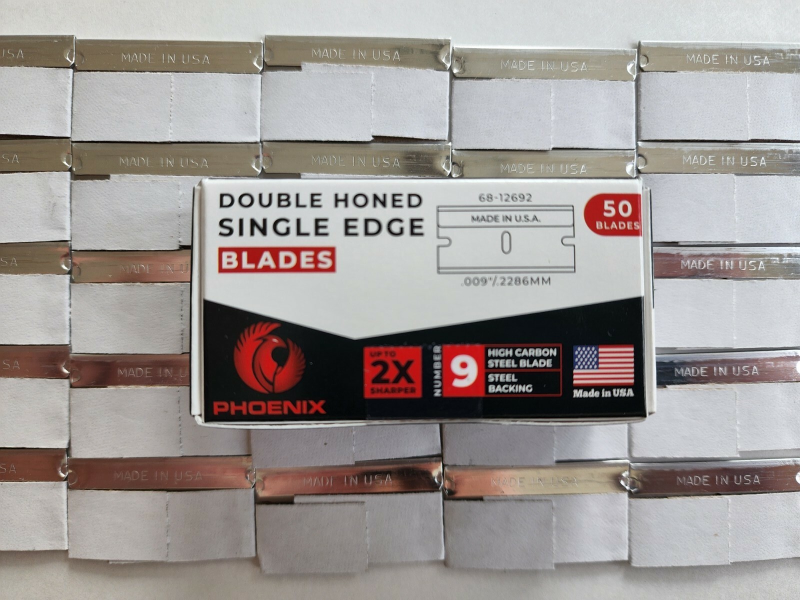 Phoenix - 50 Extra Sharp Single Edge Razor Blades - Made In USA - Double Honed
