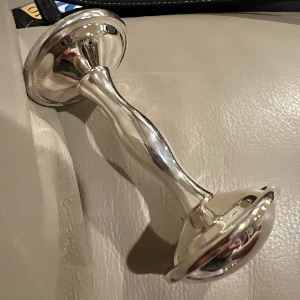 Beautiful Vintage Silver Plate Baby Rattle 4” Barbell Style