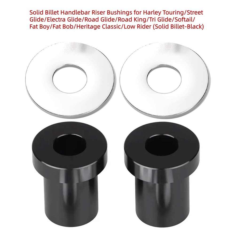 Solid Billet Handlebar Riser Bushings for Harley Touring, Solid Billet-Black