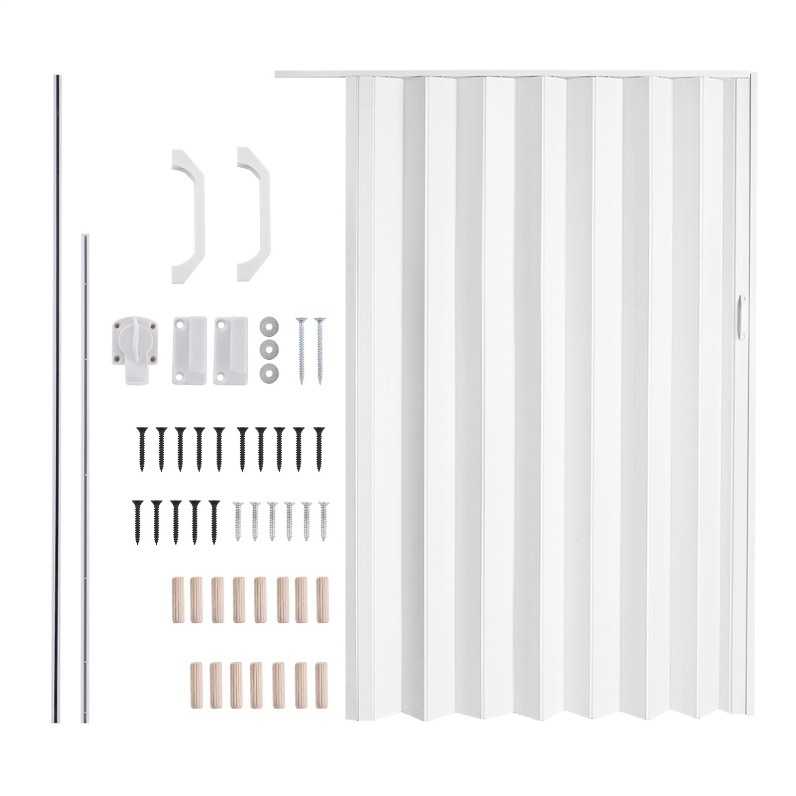 White 60x80in Interior PVC Accordion Folding Door With Mounting Hardware--