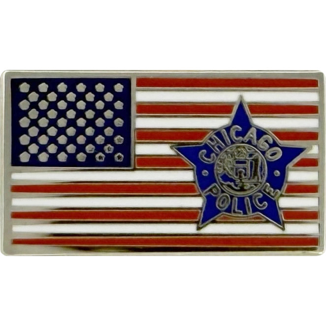 UNITED STATES FLAG LAPEL PIN: Chicago Police