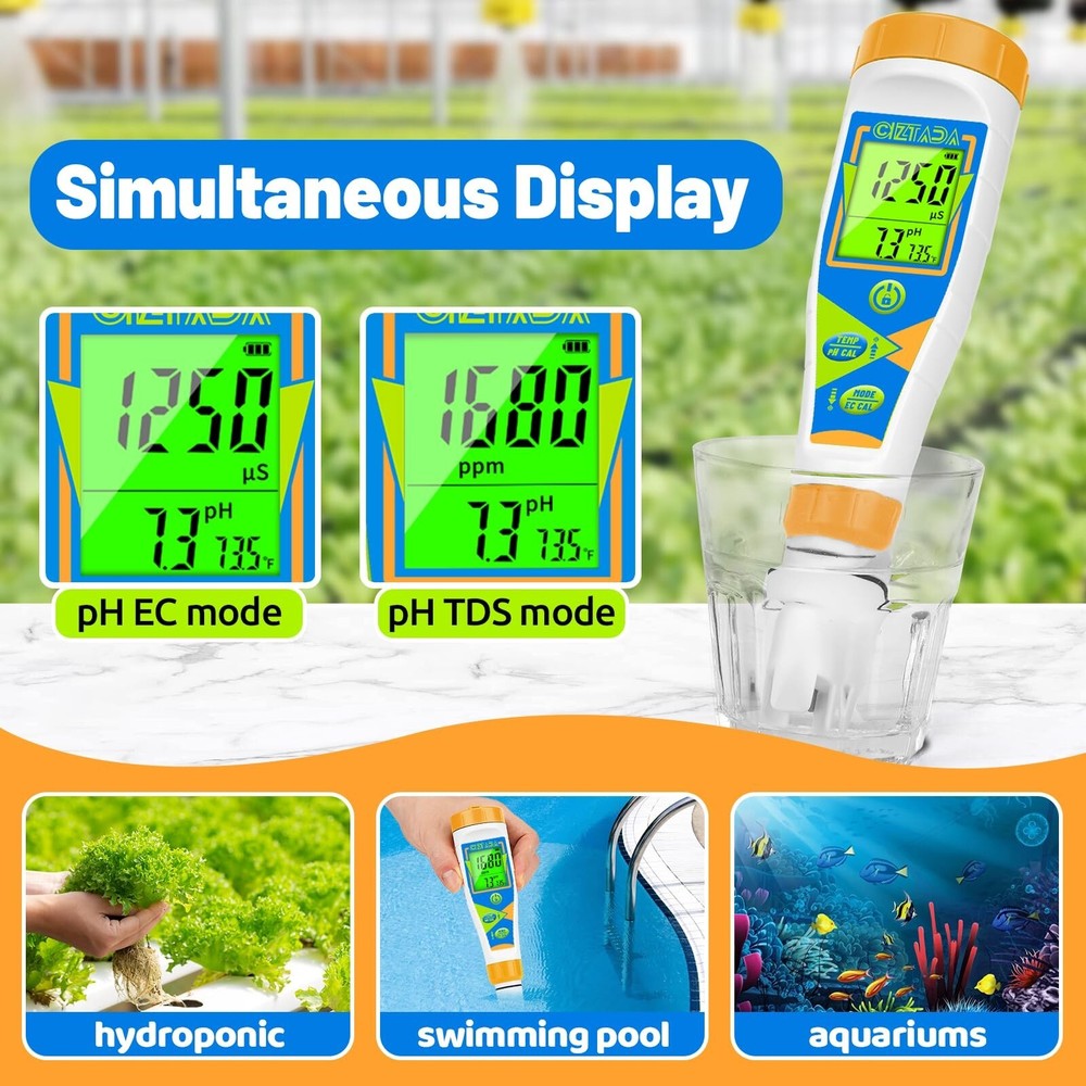 pH Meter for Water Digital EC and PPM Meter for Hydroponics Nutrien... Fast Ship