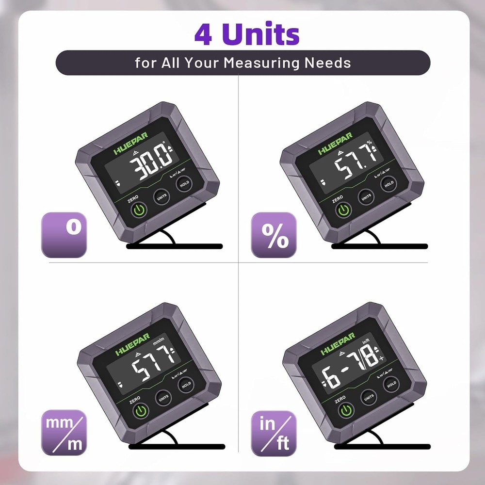 Versatile Digital Angle Gauge - Magnetic Base & ±0.1° Accuracy for All Projects