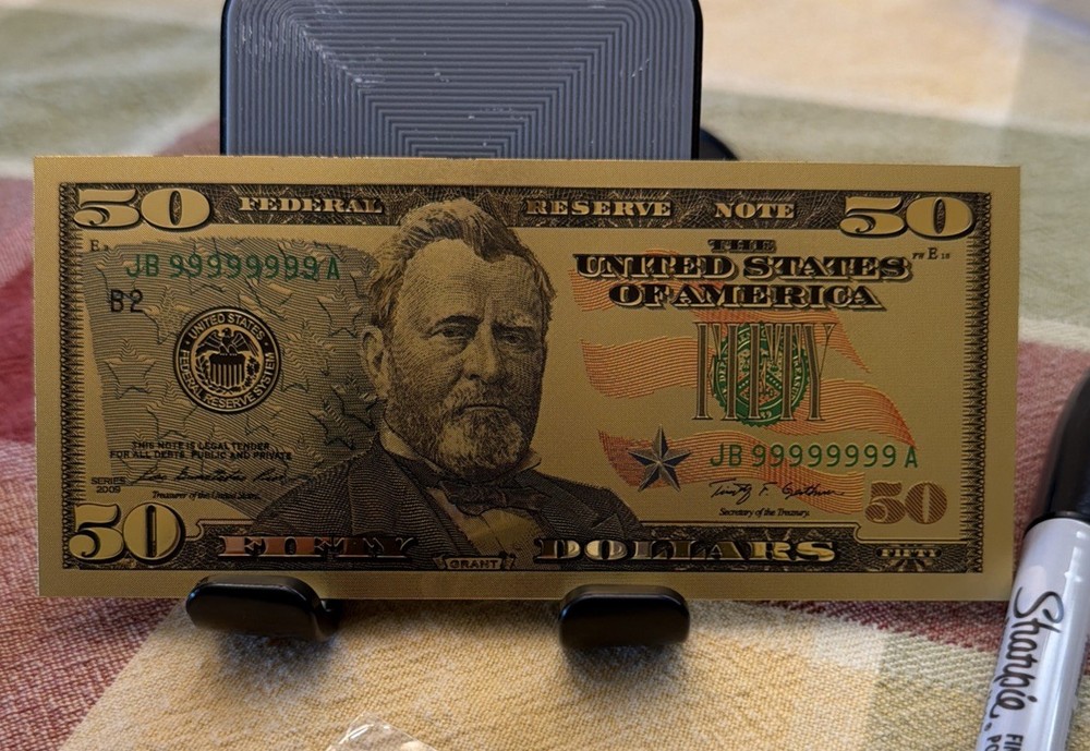 24K Gold $50 Dollar Bill