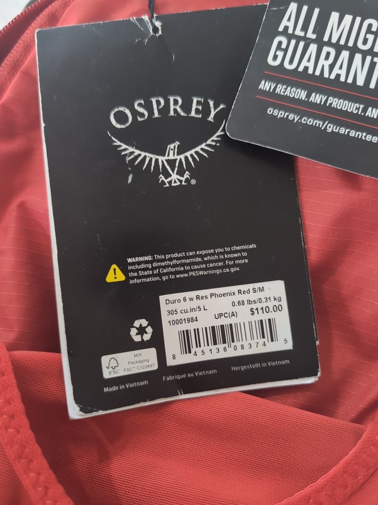 OSPREY DURO 6W RES Hydropak Phoenix Red 5 L