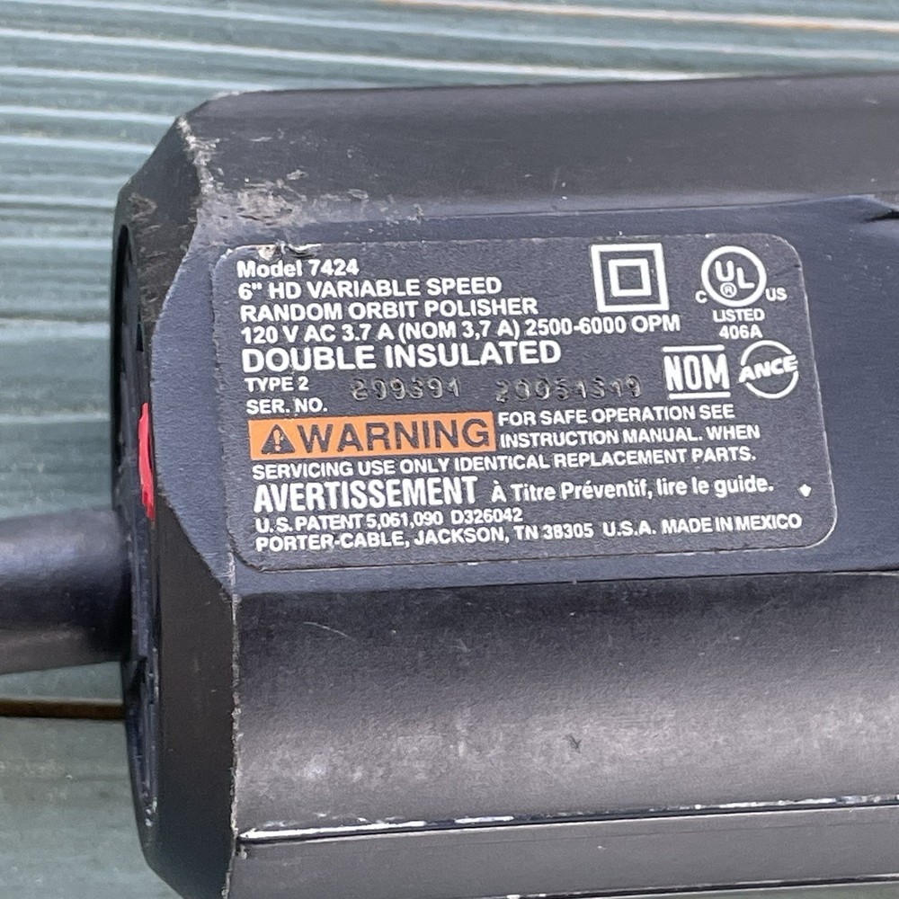 PORTER-CABLE Random Orbit 5” Sander / Polisher No. 7424 Variable Speed NO HANDLE