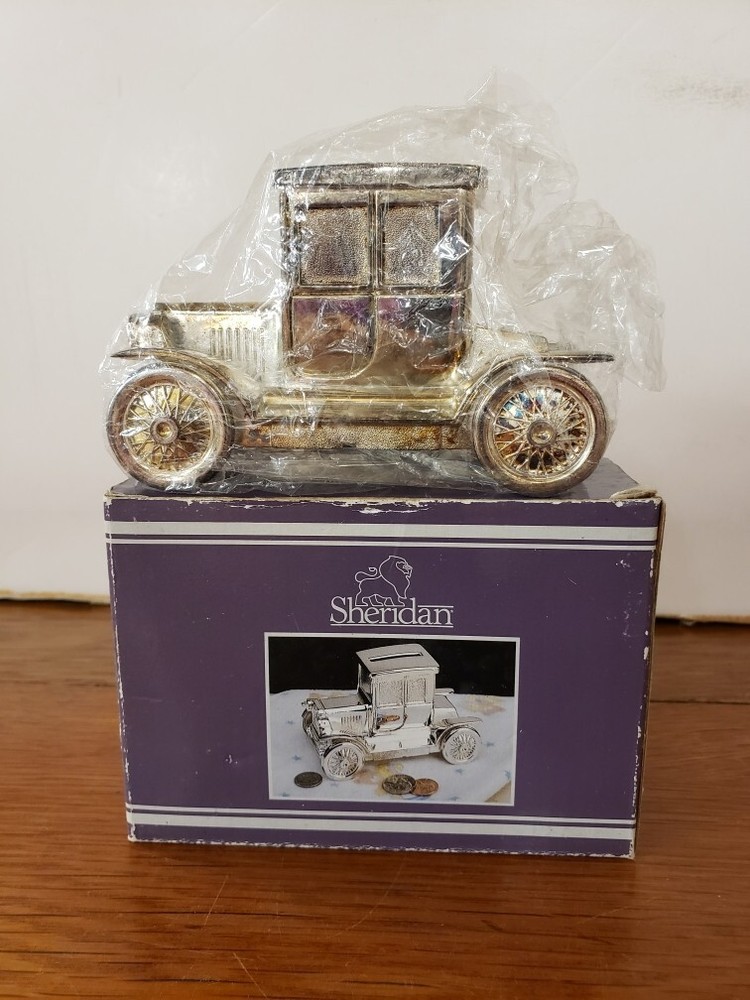 Vtg Sheridan Silverplated Model-T Car Bank 23070 NIB