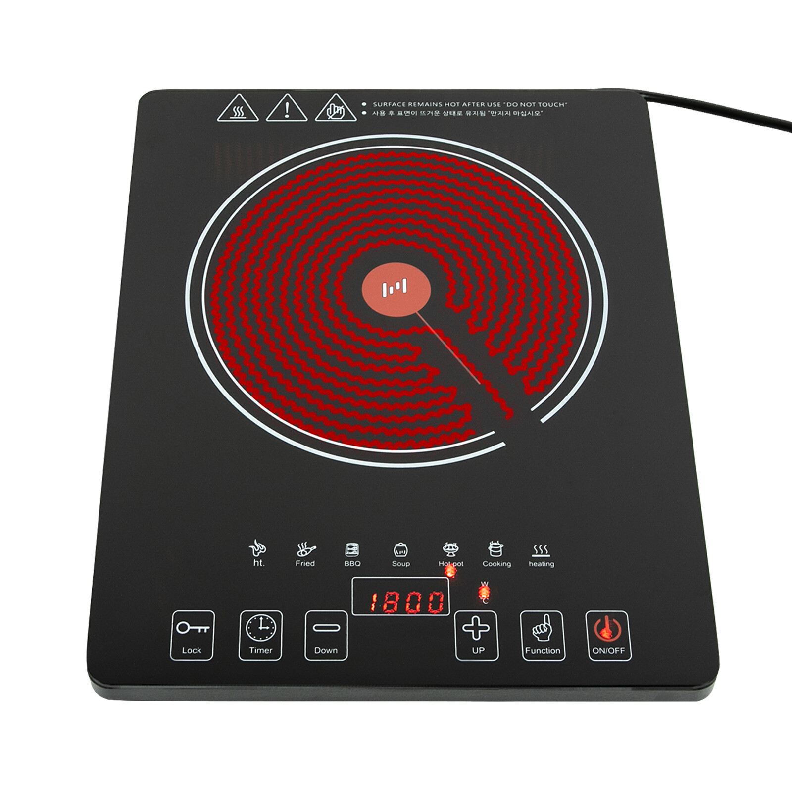 Electric Cooktop Burner Cooktop Stove Top Built In Countertop LED Touch 1800W