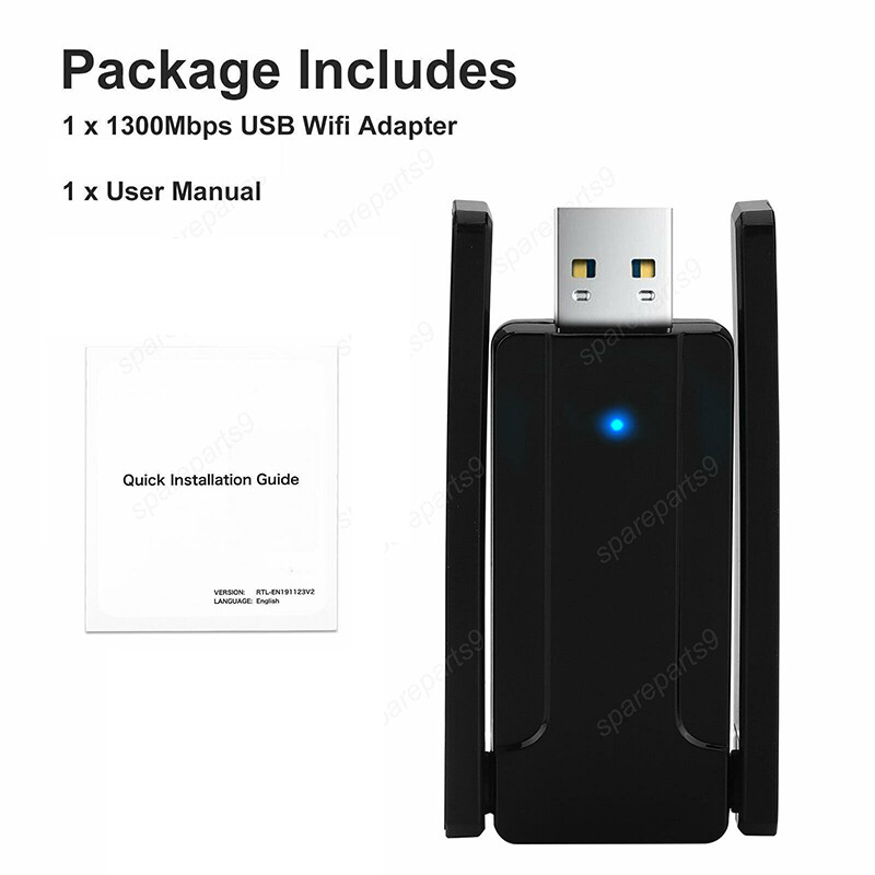 1300Mbps Long Range 5dBi Dual Band 5/2.4GHz Wireless USB3.0 WiFi Adapter Antenna