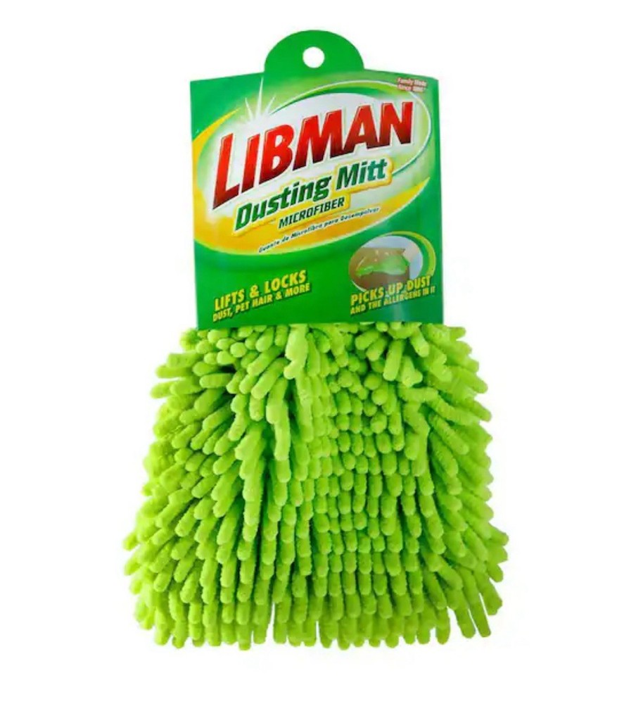 Libman Microfiber Dusting Mitt Green Easy Grip Lifts & Locks Dust