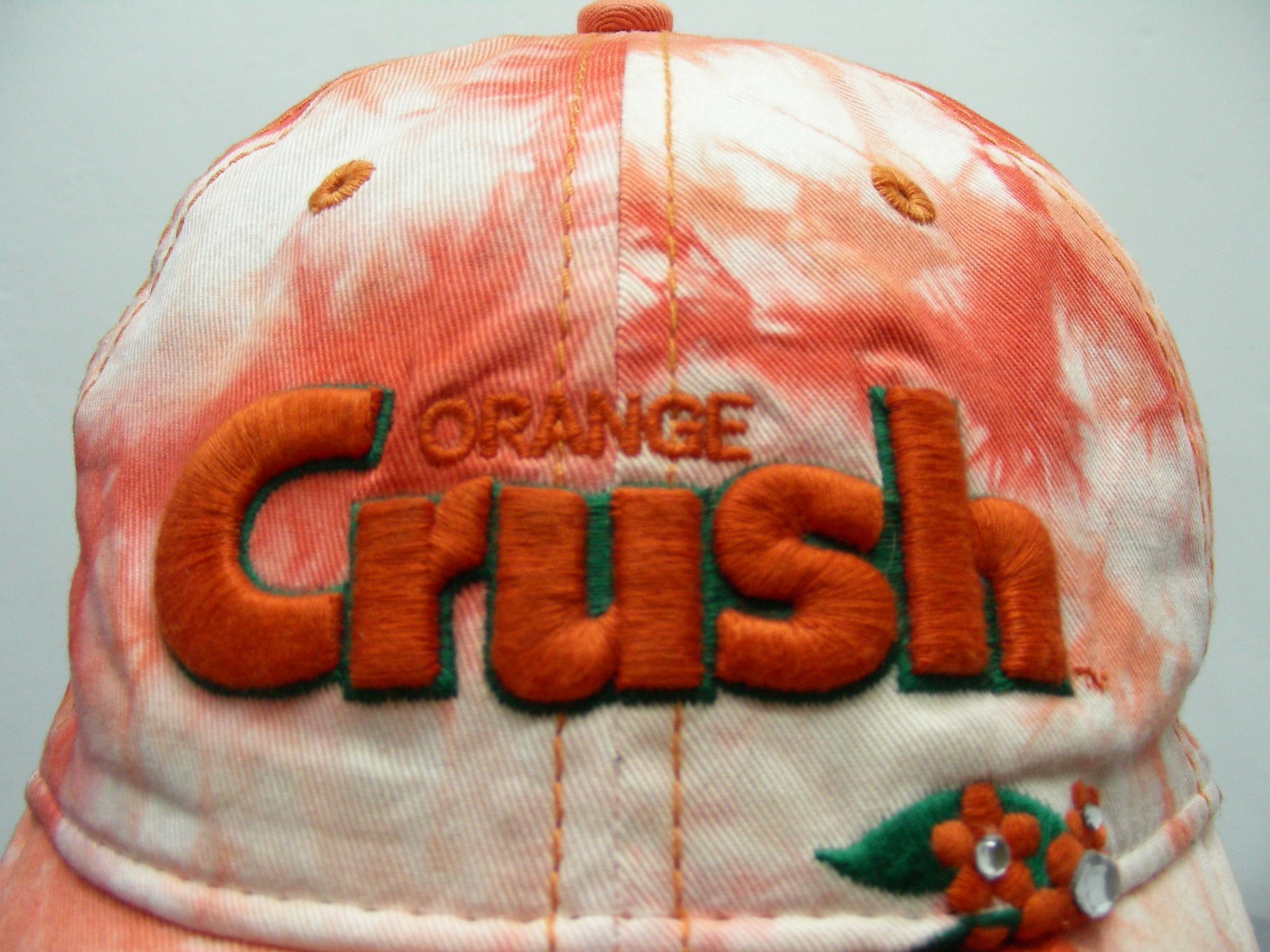 ORANGE CRUSH - Distressed Style - LADIES One Size Adjustable Baseball Cap Hat!