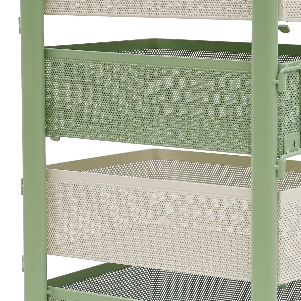 Rotating Storage Rack, Kitchen Organizer With Rotating Basket, Green+White