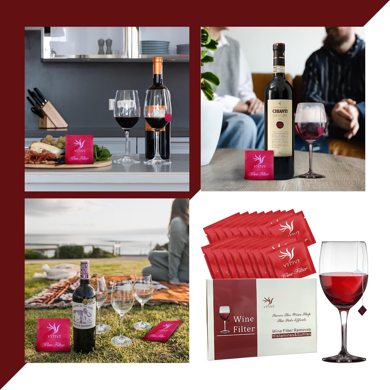 18 Pack Wine Filters, Purifier To Remove Sulfite And Histamine, 18 Packs