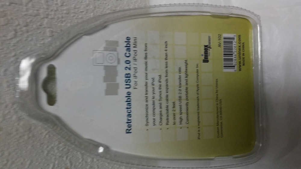 uninex retractable usb 2.0 cable for ipod ipad