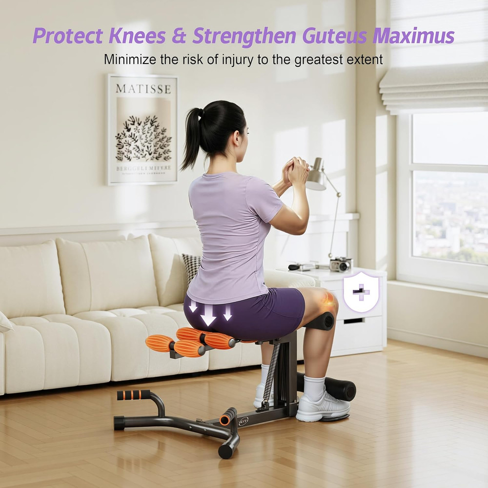 Deep Squat Machine, Adjustable Glutes Trainer Machine, Core & Abs for Low Impact