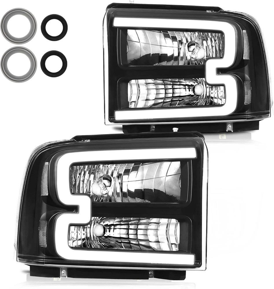 Halogen Headlight Assembly Led Day Running Light Compatible with 2005-2007 2005