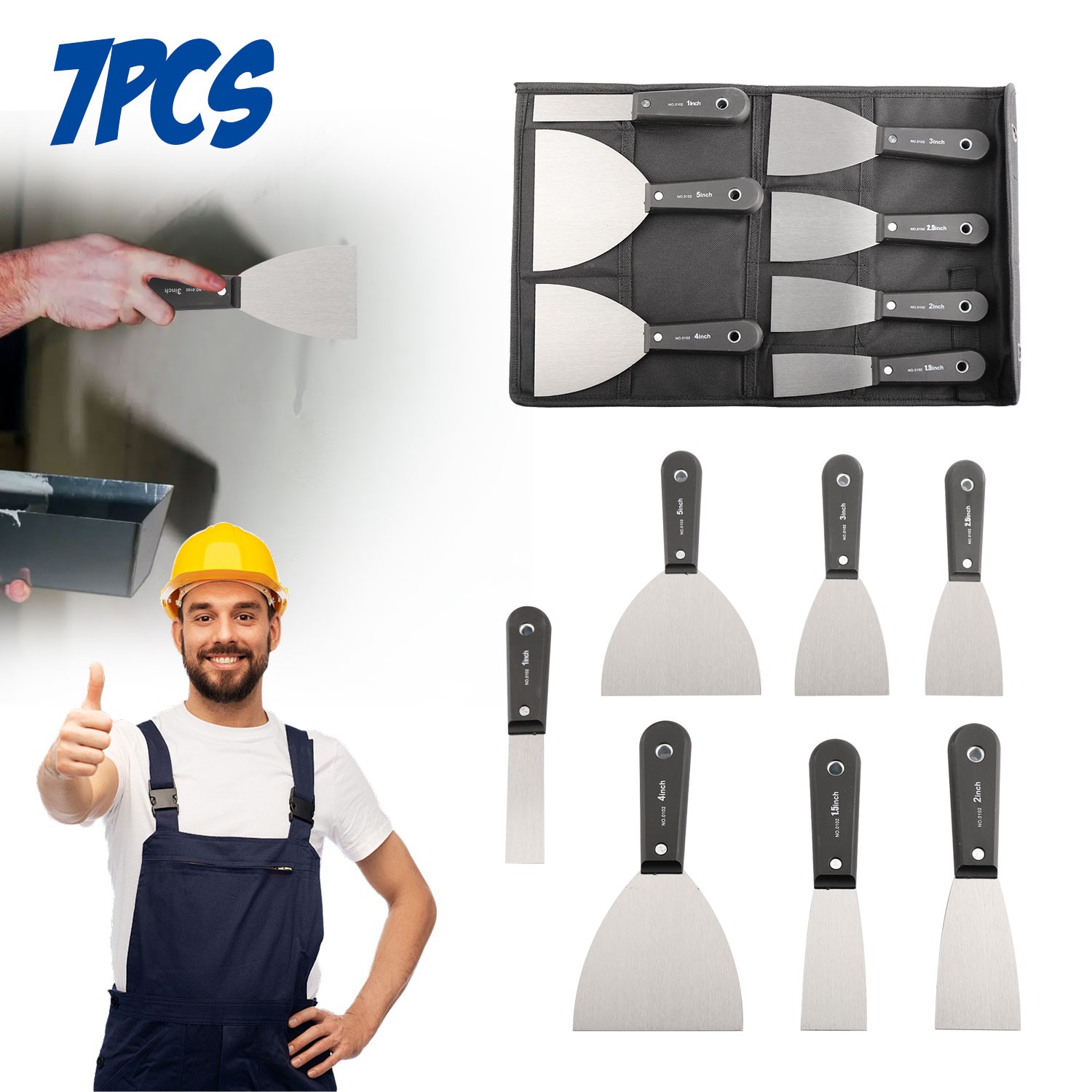 7pcs Plastering Knife Set: Drywall Plaster, Wall Scraping, Portable Home Spatula