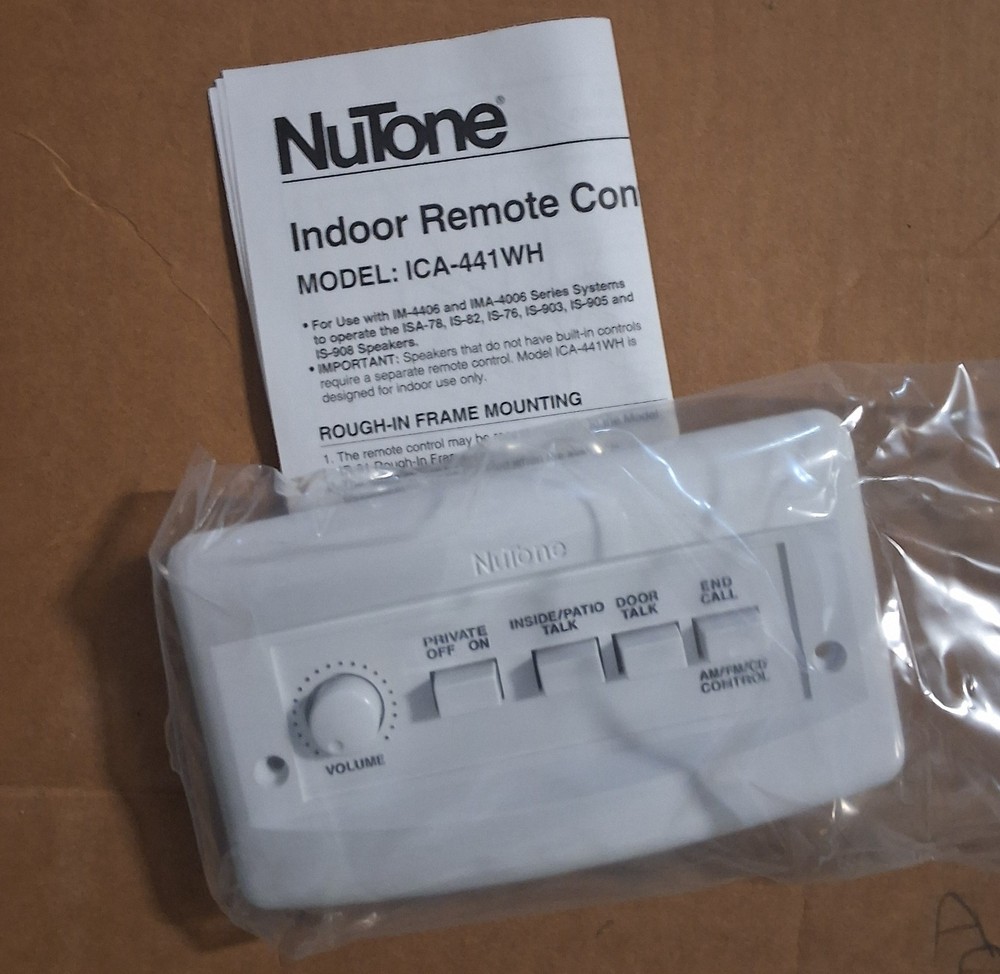 Nutone IC-441WH Indoor Remote Control Intercom Speaker White Finish NEW