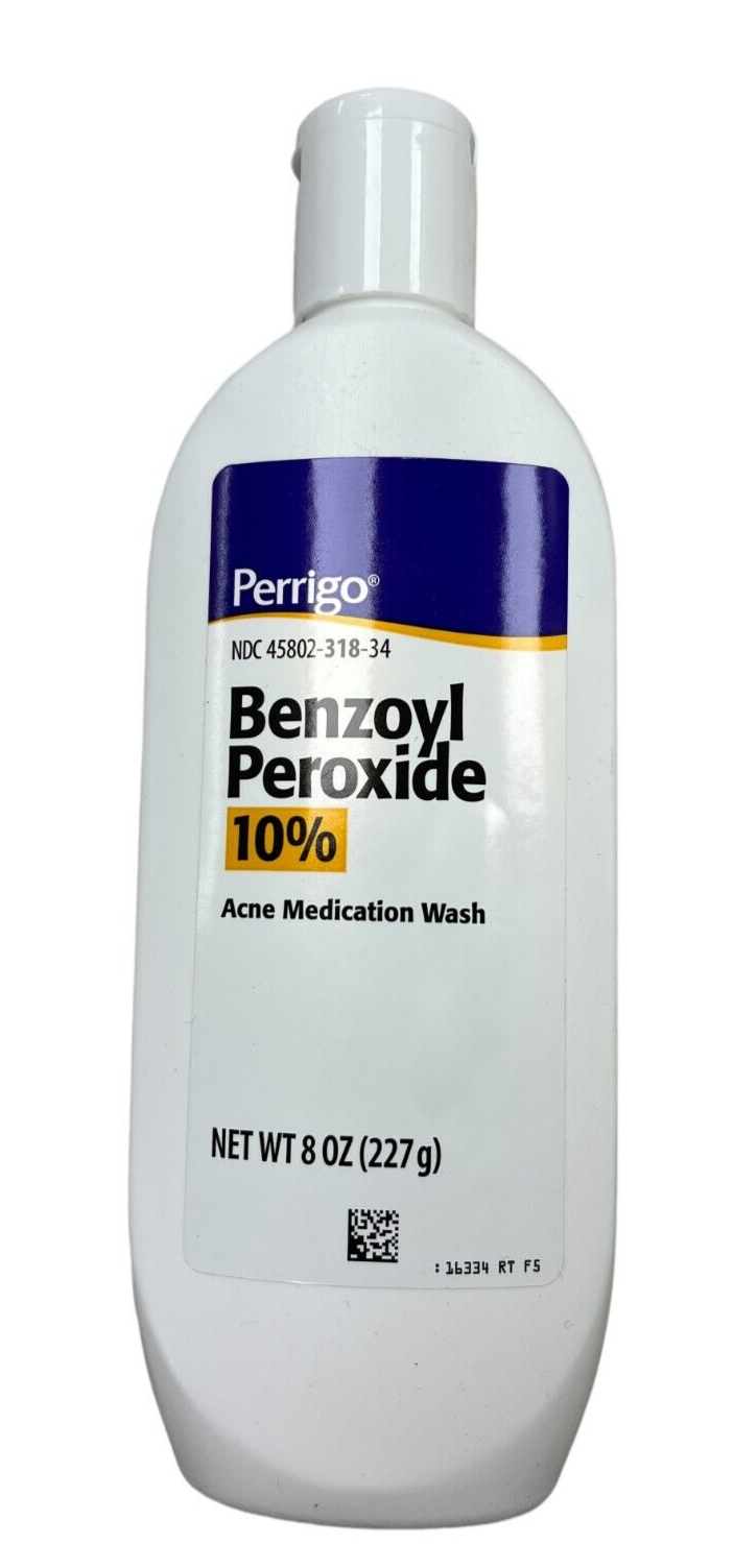 Benzoyl Peroxide 10% WASH 8oz XL SIZE PERRIGO - PHARMACY GRADE ^