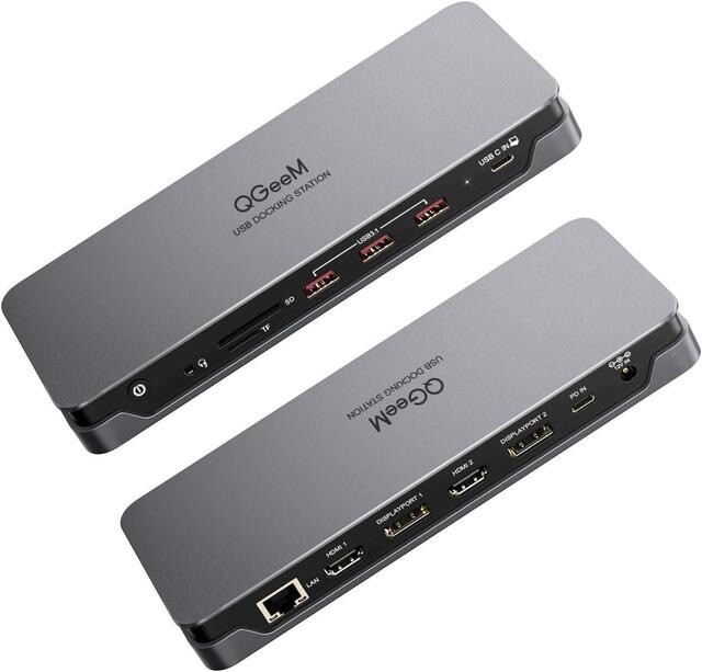 QGeeM Universal USB Docking Station D6908 Display Link 4K Plug & Display