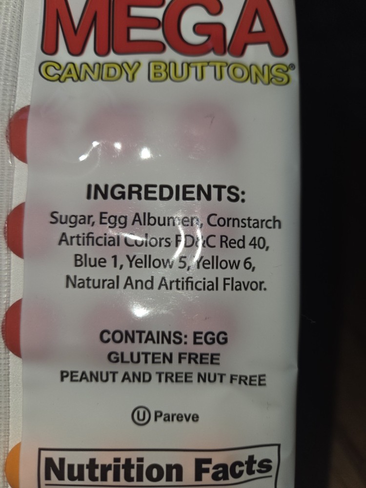 Candy Buttons - Mega Buttons 4 Flavors Cherry orange lemon raspberry 216 Buttons