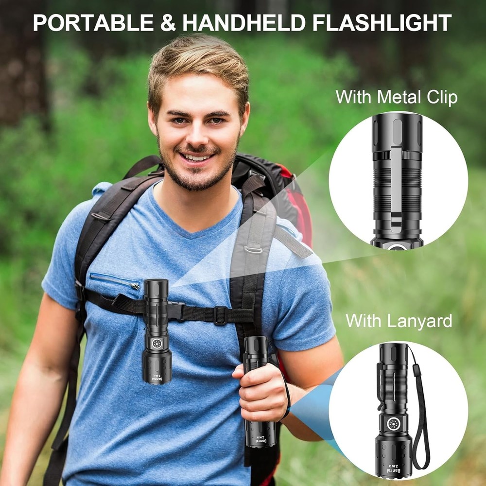 SKYFIRE 1500000LM LED Flashlight Rechargeable Zoom Fire Starter Waterproof