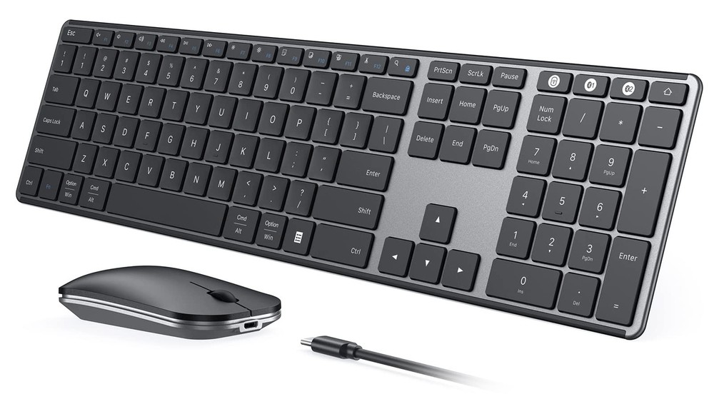 Wireless Bluetooth Keyboard and Mouse Combo, SKM64-3 Rechargeable Slim Quiet ...