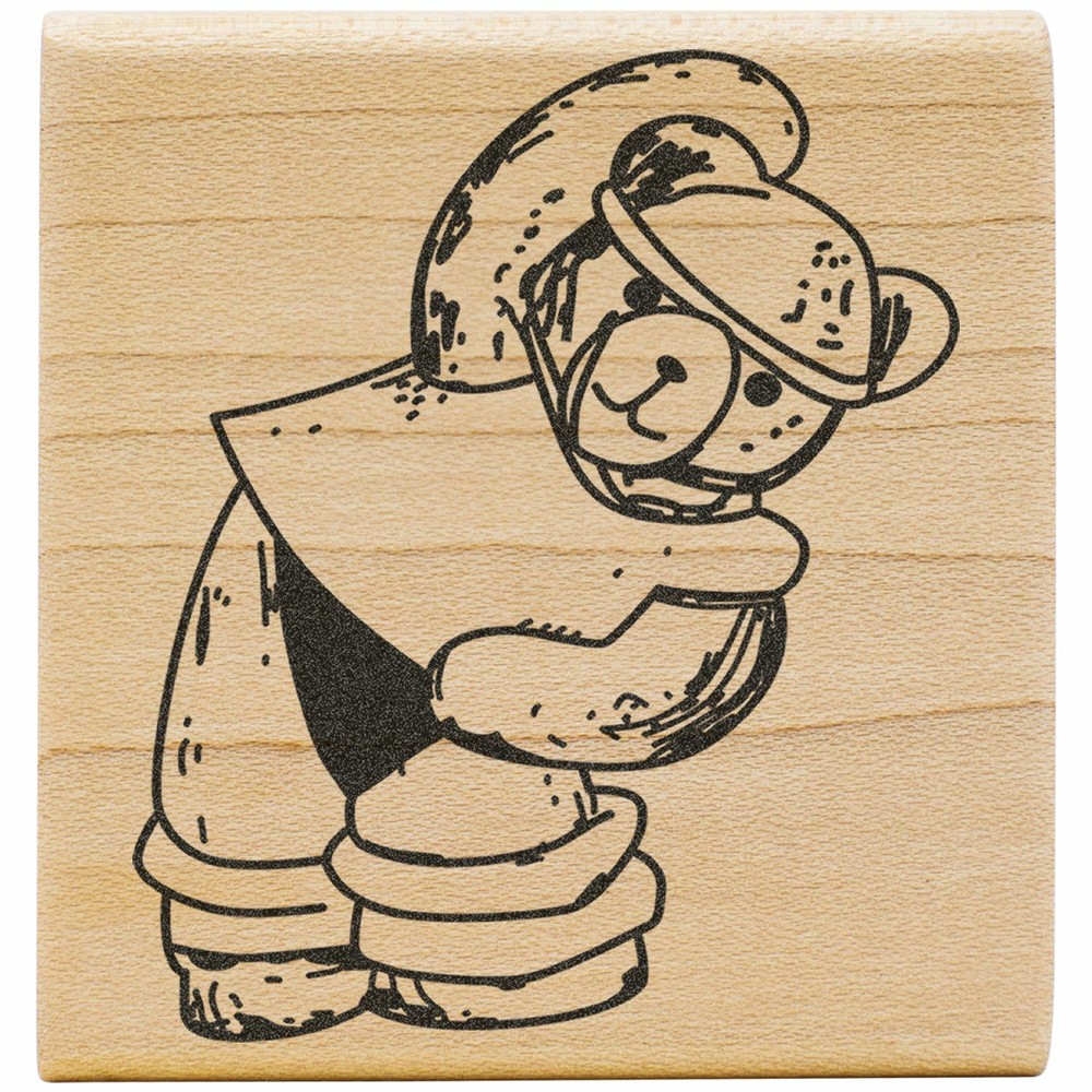 Exercise Bear Art Rubber Stamp