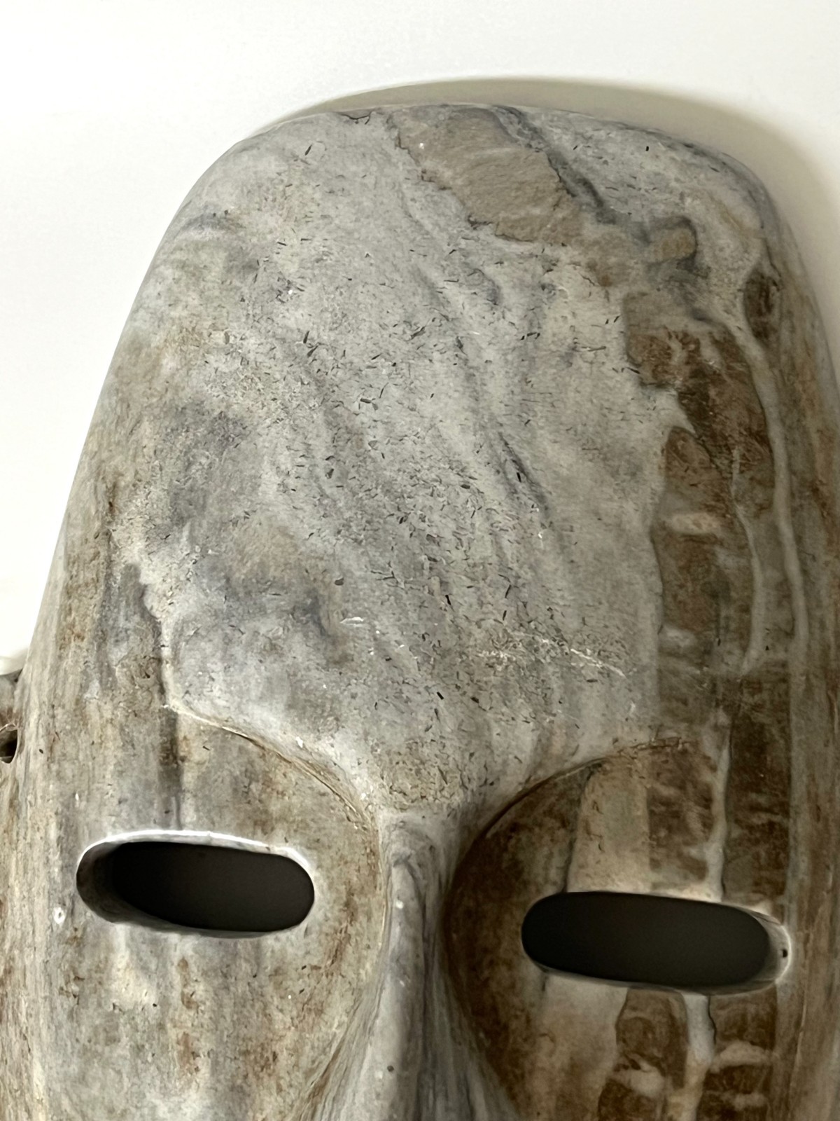 VTG Mayan Aztec Carved Marble Stone Hanging Warrior Mask Wall Decor 8x5x2 in