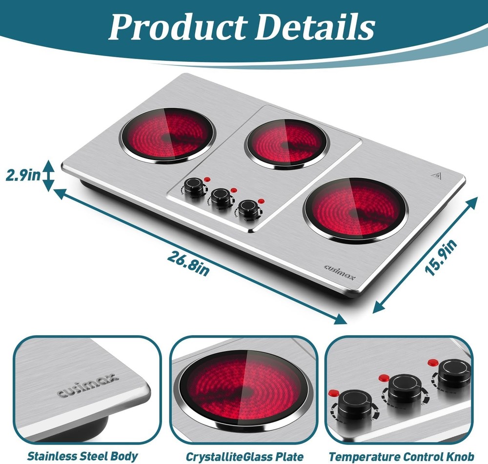 Infrared Hot Plate Triple Burner Cusimax