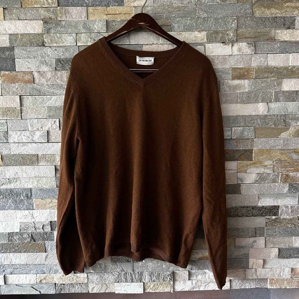 Ca Va De Soi Cabot Art Merino Wool Sweater Brown Pullover Size Medium
