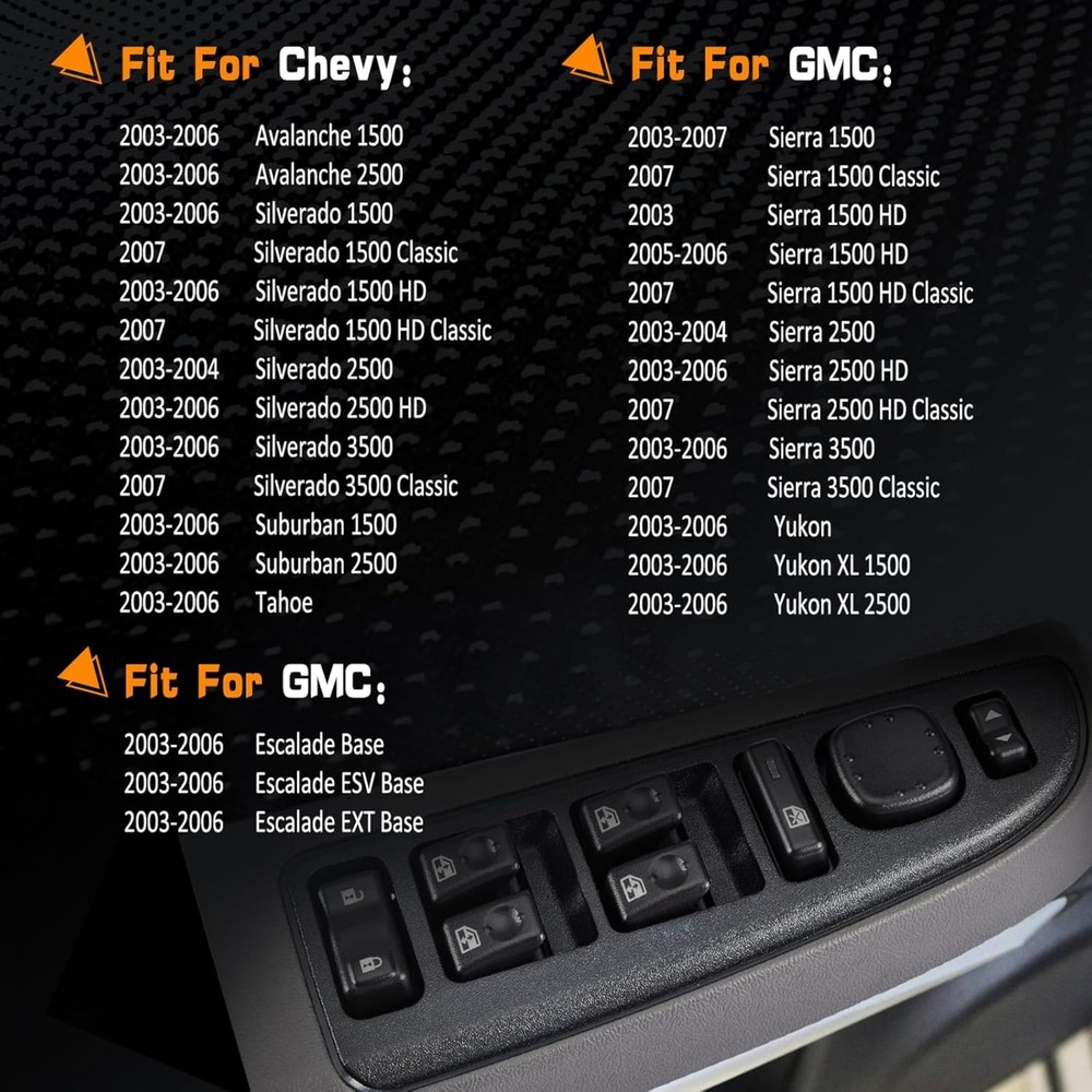 Front Driver Door Window Control Switch For GMC Sierra 2003-2007 15883323