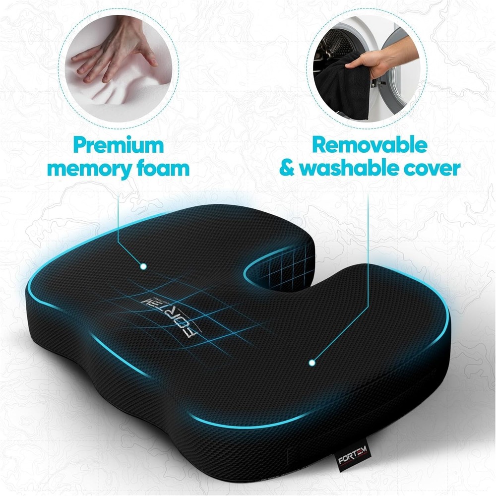 Office Seat Cushion Memory Foam Sciatica Tailbone Pain Relief Black Mesh