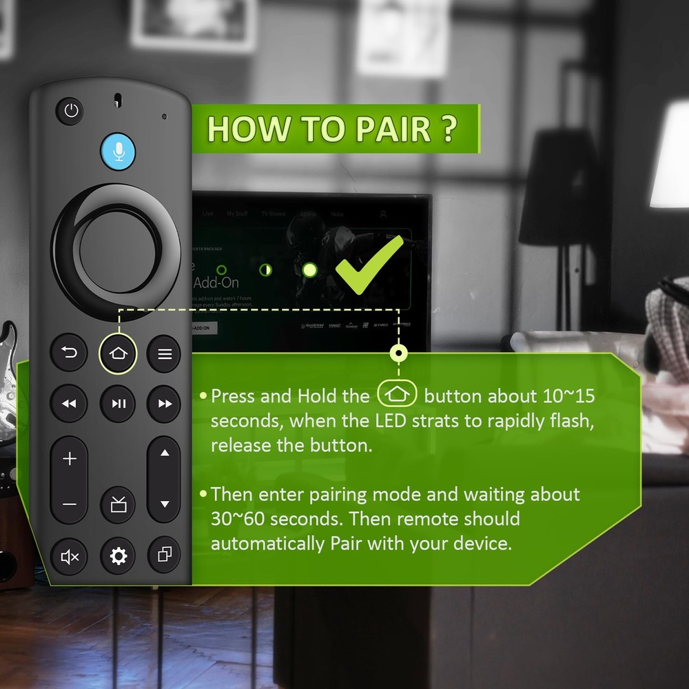 Replacement Remote Control for Fire Smart TV Voice Remote-HU, Black