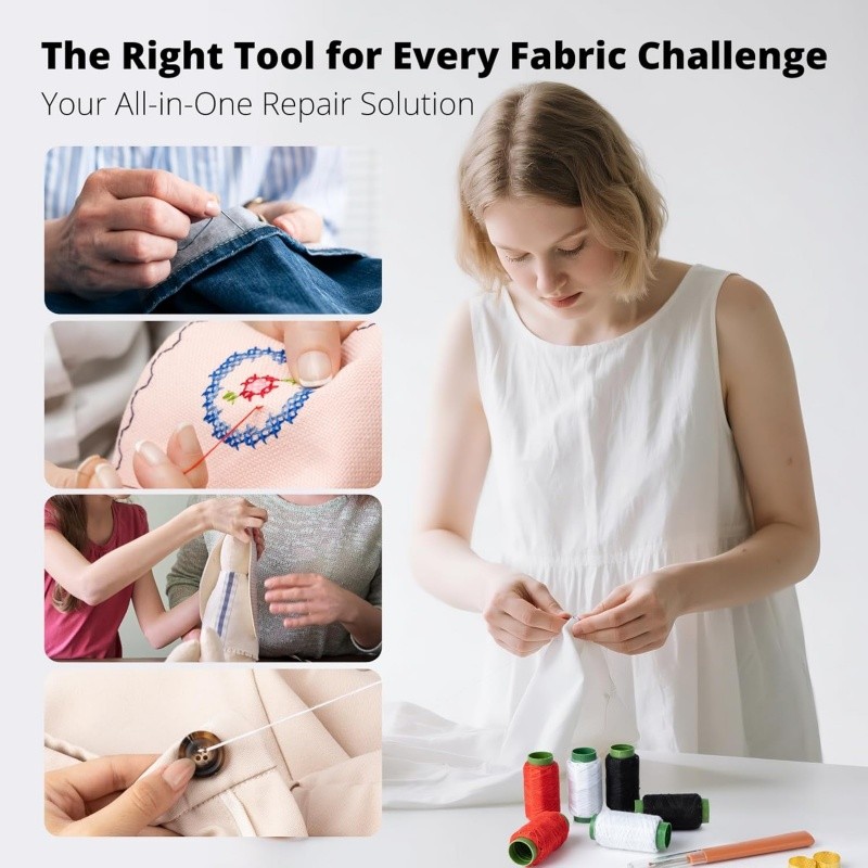 37PCS Sewing Tool Set,Needles Thread Hand Repair Tools,Portable Sewing Kit