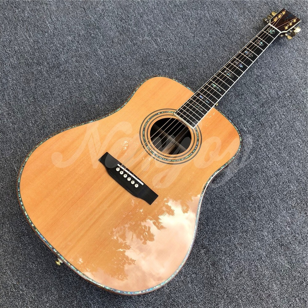 41" Solid Cedar D Type Acoustic Guitar Cocobolo Body Abalone Ebony Fingerboard