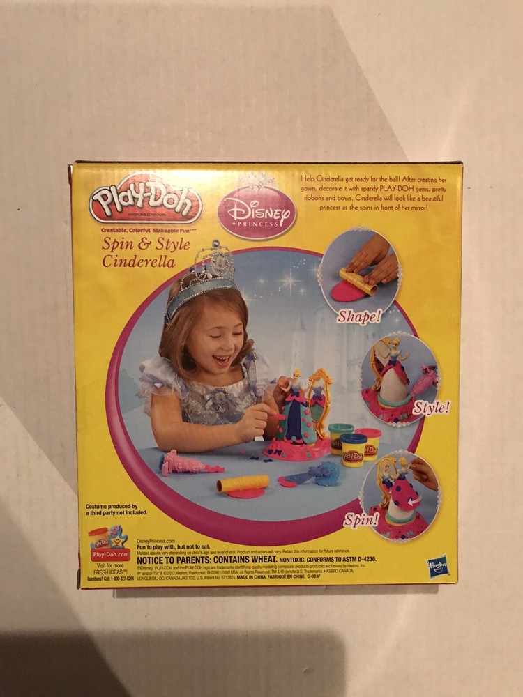 Play-doh Disney Princess Spin & Style Cinderella Includes Sparkle Compound - New