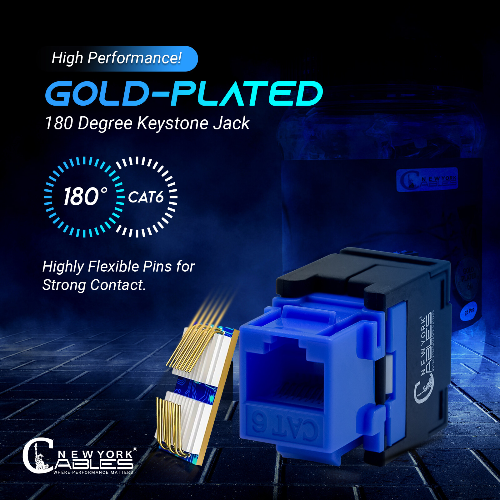 Cat6 Keystone Jack RJ45 Connectors Punch Down Ethernet Cable Connector Blue 10X