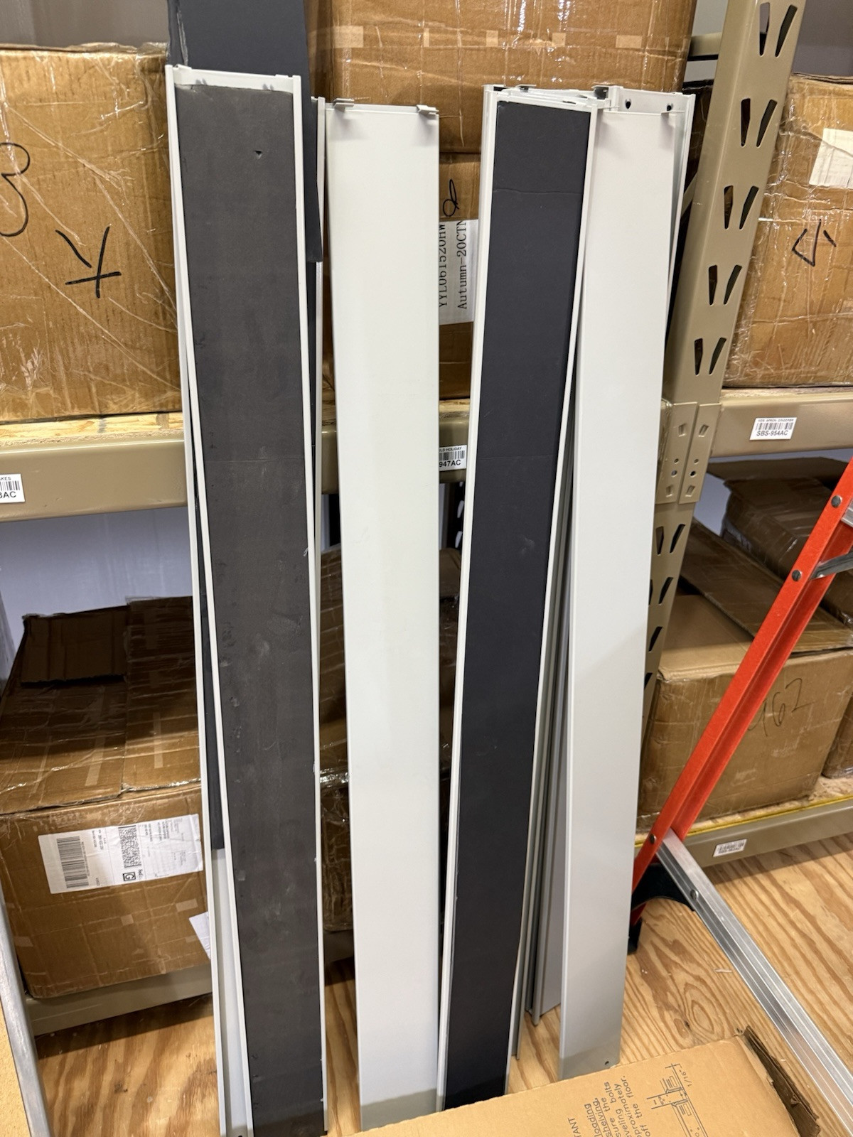 HUGE lot of pallets of Used Lozier Shelving shelves, components, glass cases