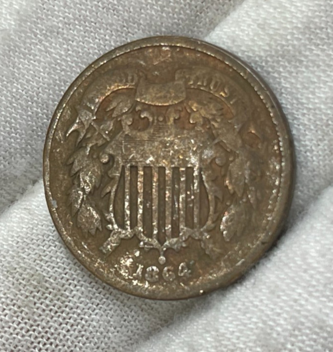 1864 US 2 Cent Piece Coin
