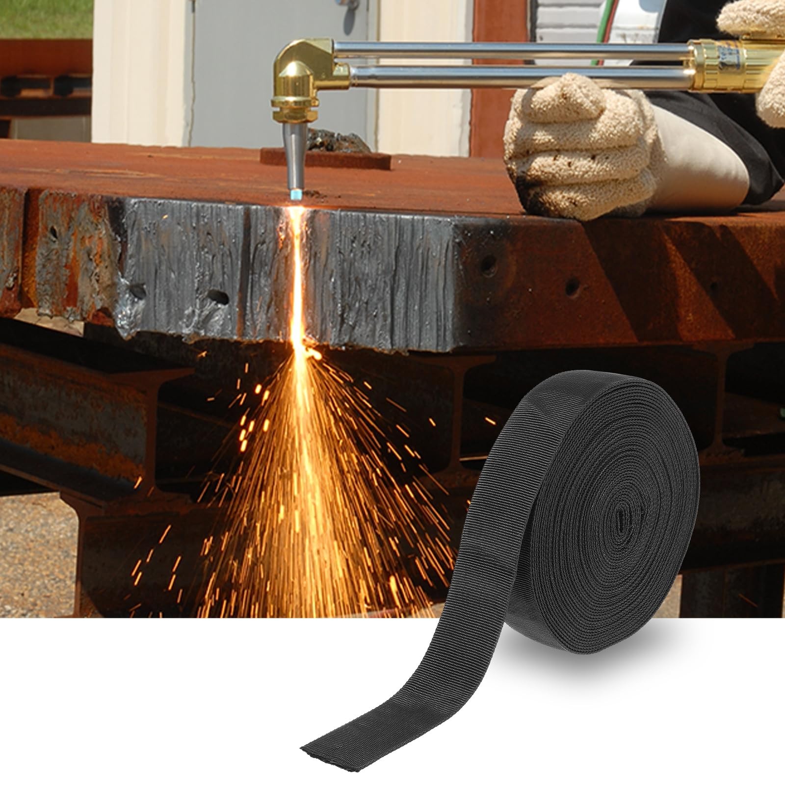 33 FT Nylon Hydraulic Hose Protector Sleeve Black Protective Cover Hose Sheath