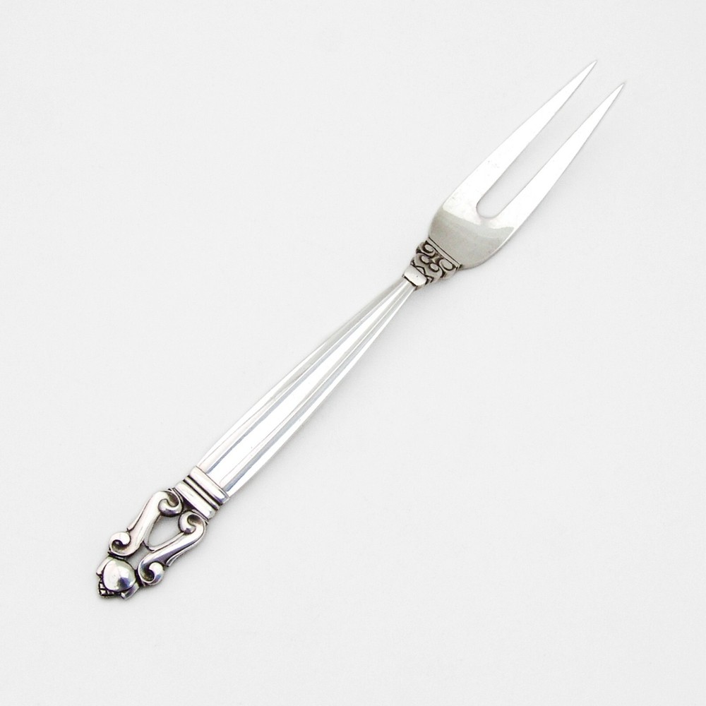 Acorn Cold Cut Serving Fork Georg Jensen Sterling Silver
