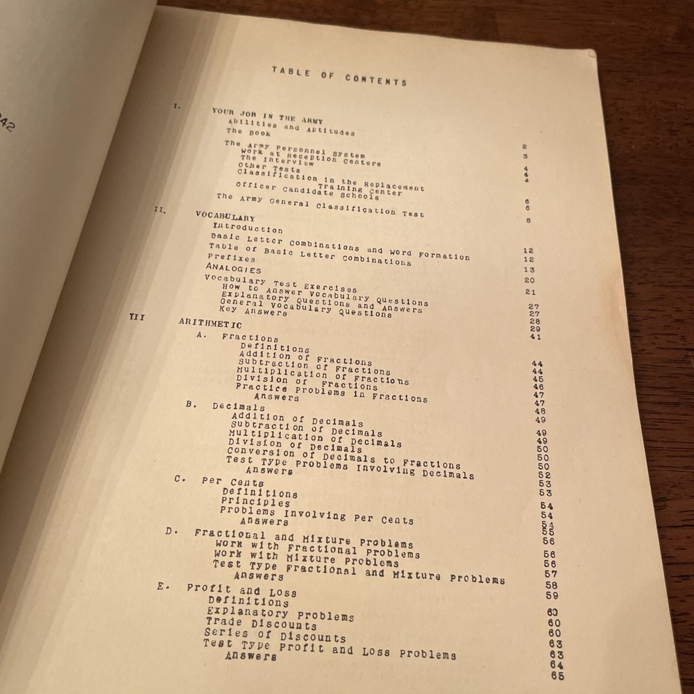 1942 ARCO Practice For Army Tests General Classification Test Vtg Book