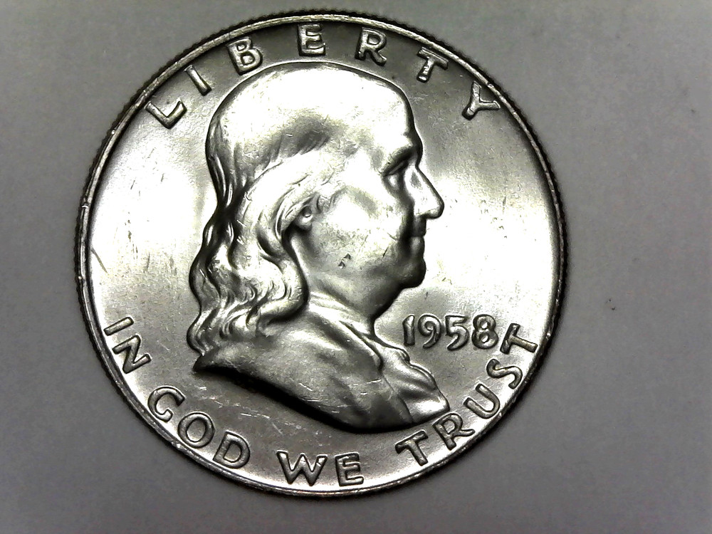 1958 d , Franklin Half Dollar-Unc
