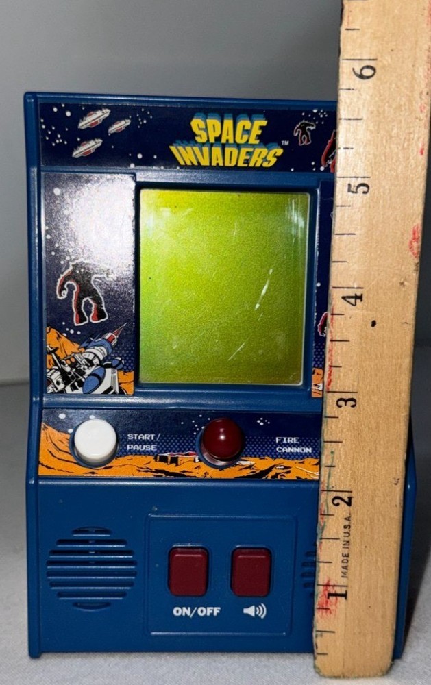 Space Invaders Retro Tabletop Arcade Electronic Game Blue Vintage
