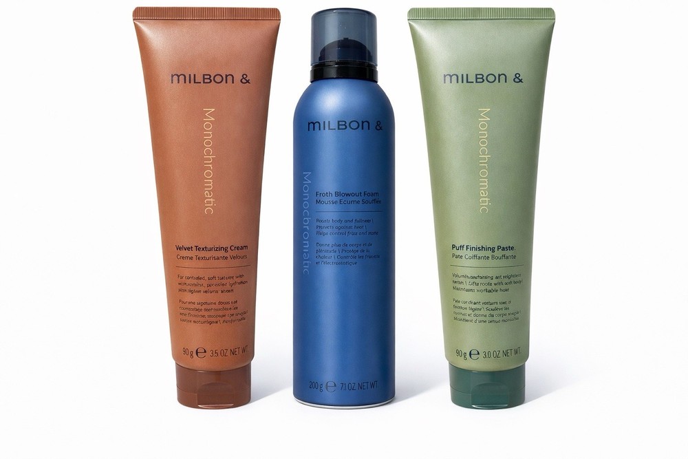 Milbon & Monochromatic Styling Set – Cream, Foam & Paste | 3-Piece Bundle