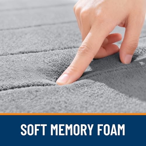 Memory Foam Bath Mat 59x35, Super Soft Striped 59" x 35" Rectangular Grey