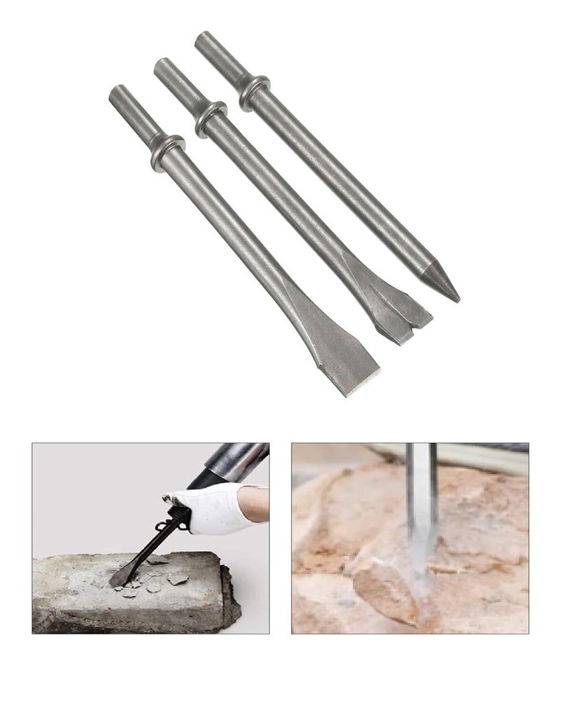 3PC EXTRA LONG BIT SET FOR AIR CHISEL PUNCH HAMMER TOOL FLAT TAPERED BOLT CUTTER